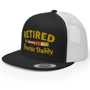 RIVEMUG NG Retired Hoochie Daddy Embroidered Flat Bill Trucker Hat - High Crown, Adjustable, Funny Cap