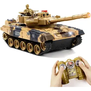 1/24 RC Tank, Remote Control Russian T-90 Army Model Tank with Sound Effects, Lights and Smoke, 2.4G Military Model Toy for Kids, Perfect Birthday for Boys 6+ Years Old