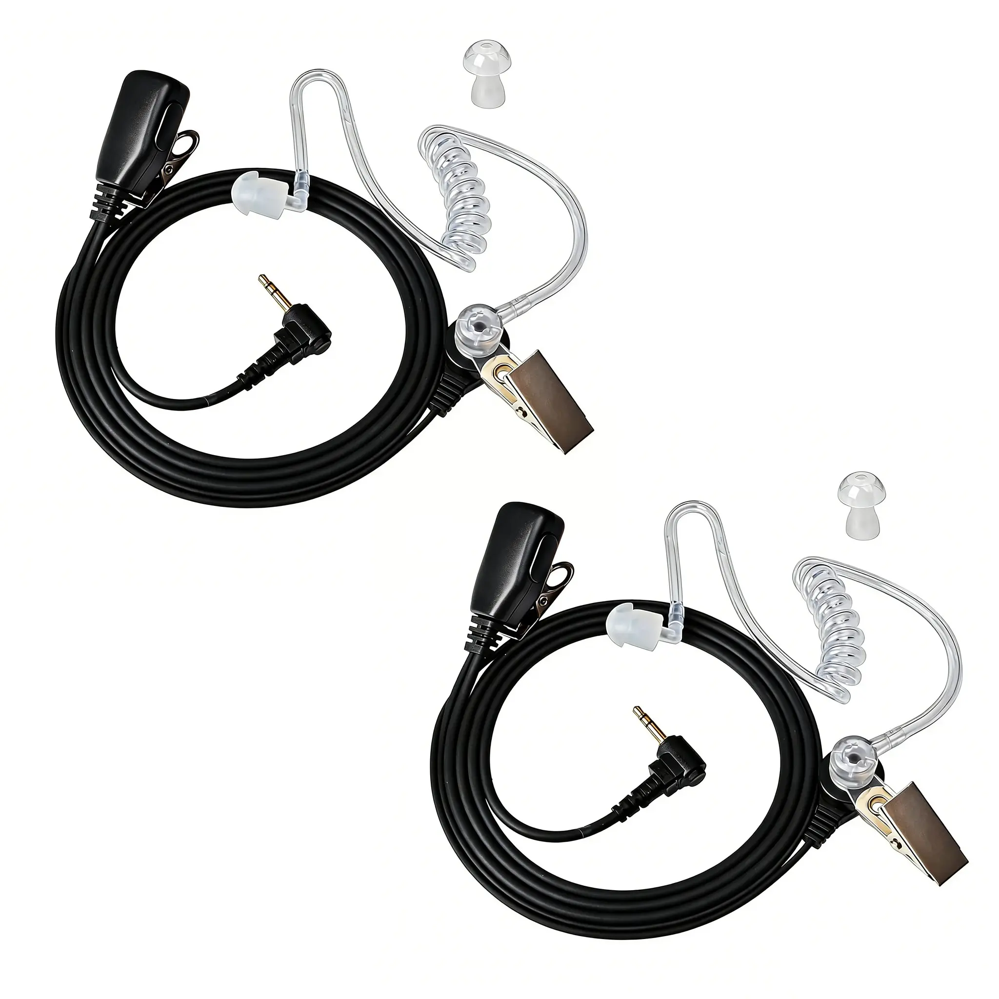 YNIBST 2.5mm 1 Pin Walkie Talkie Clear Acoustic Tube Earpiece for Motorola Talkabout T100 T107 T200 T260 T265 T280 T400 T460 T465 T605  H2O MH230R  MS350R ,Covert Surveillance Headset with PTT Microphone for Police Security and Law Enforcement Use(2 Pack)