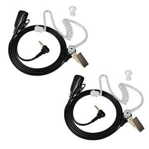 YNIBST 2.5mm 1 Pin Walkie Talkie Clear Acoustic Tube Earpiece for Motorola Talkabout T100 T107 T200 T260 T265 T280 T400 T460 T465  T600 T605   H2O MH230R  MS350R ,Covert Surveillance Headset with PTT Mic for Police Security and Law Enforcement Use(2 Pack)