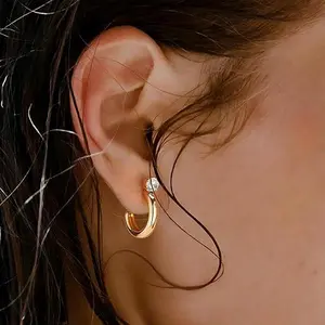 FETTERO Gold-plated Hoop Earrings for Women, Gold-color Open C Shape Hoops Lightweight Chunky Gold-design Earrings, Hypoallergenic Gold-plated Earrings for Women Ear Piercing Jewelry Gifts