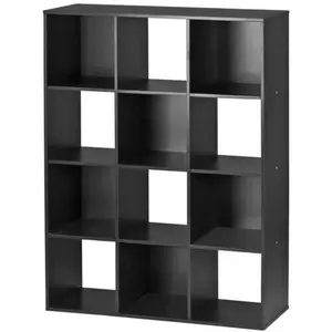 JupiterForce Cube Storage 12-Cube Bookshelf Closet Organizer Storage Shelves Shelf Cube Black