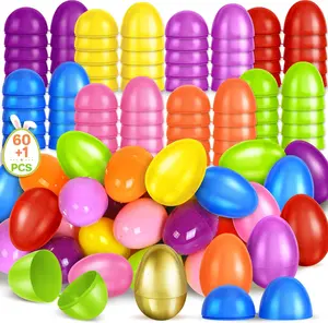 2.3” Fillable Easter Eggs – 60 PCS Colorful Plastic Eggs + 1 Golden Egg  Make your Easter celebration unforgettable with this 60-piece set of vibrant, unfilled Easter eggs, plus a special golden egg surprise, perfect for kids, families, and festive fun.