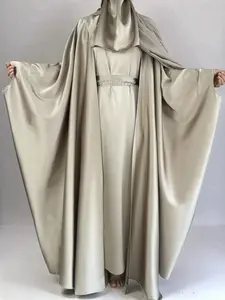 5-Piece Set Butterfly Abaya With Niqab, Loose Full Cover Satin Abaya, Abaya Hijab Set