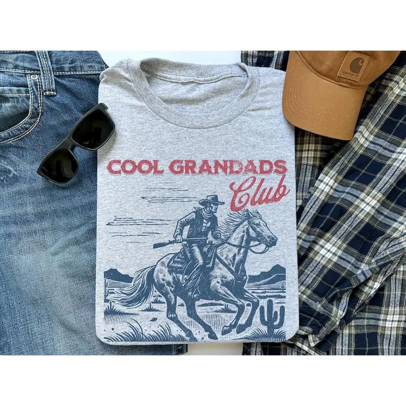 Cool Grandads Club Shirt, Cowboy T-Shirt, Funny Granddad Shirt, Gift for Grandpa, Father's Day Gift, GrandDaddy Gift, Grandfather to Be Gift