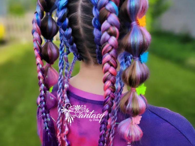 Tinsel Fashion Braiding Hair Pre stretched Magenta Pink Braiding Hair for Glitter Braids Festival Braids