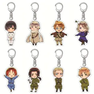 Acrylic keychain Hetalia Axis Powers, featuring cartoon character figures Wang Yao and Rovino Vargas, bag charm pendant, cosplay jewelry accessory