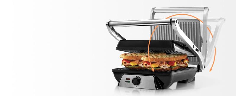 SUSTEAS Electric Indoor Grill & Panini Press – Non-Stick Griddle Steaks Maker with Floating Hinge, Grease Tray & 180° Cooking SUSTEAS Electric Indoor Grill & Panini Press – Non-Stick Griddle Steaks Maker with Floating Hinge, Grease Tray & 180° Cooking