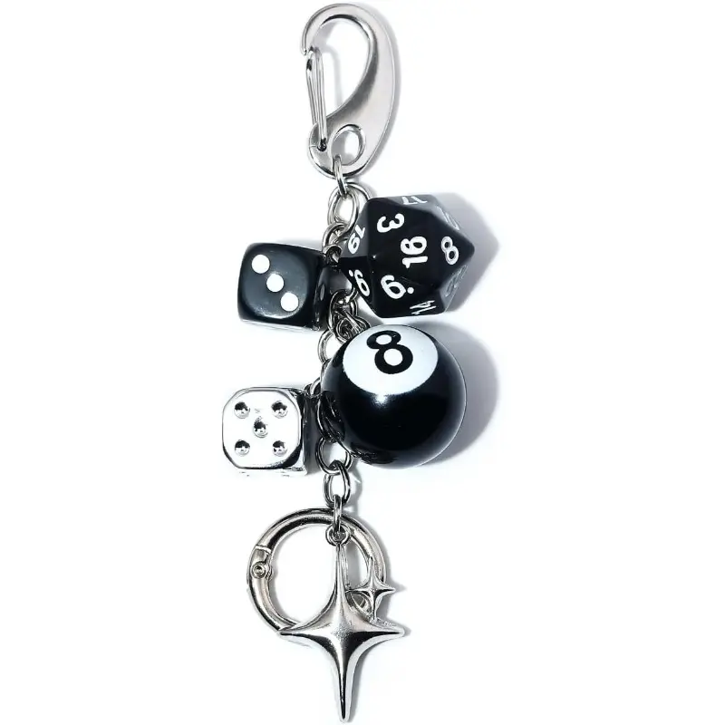 Y2K Aesthetic 8 Ball Dice Keychain, Funky Retro Purse Accessories, Cute Bag Charm for Purse & Backpack, Fashion Keychain for Women & Men, Bag Charms, Plastic