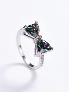 Luxurious Bow Zircon Ring, High-End Sweet Cool Style, Elegant Butterfly Knot Design, Perfect for Special Occasions