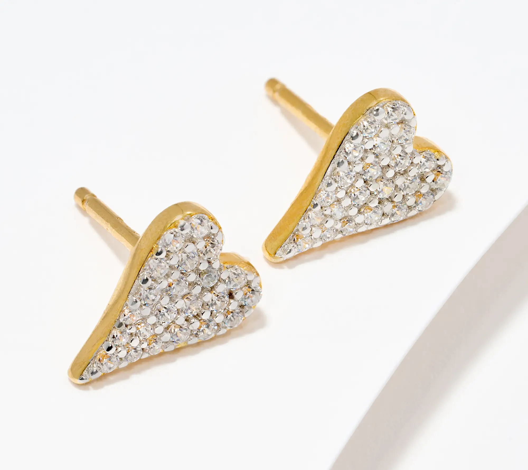 Diamonique x Jennifer Miller Pave Heart Stud Earrings, Sterling Silver