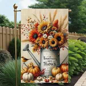 1pc 12x18inch Garden Flag Thanksgiving Harvest Garden Flag Fall Floral And Pumpkin Decor Seasonal Outdoor Banner For Holiday Festivities Perfect For Autumn Celebration And Home Accent