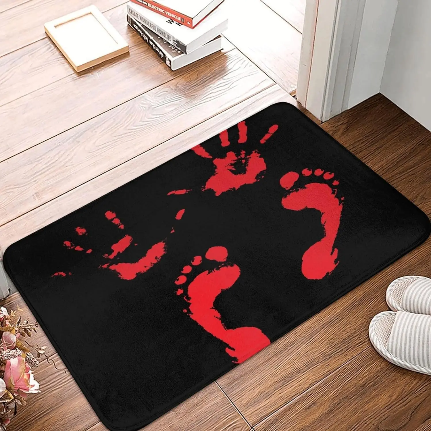 Halloween Horror Bloody Bath Mat Rug with Patterns, Non-Slip Soft Area Rug Carpet for Home Entrance, Perfect Yard and Garden Decor, Universal Setting, Soft Bathroom Mat