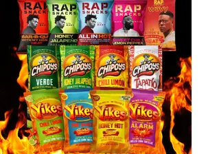 Bring On The HEAT – Hot Chip Pack - 5 Bags of Rap Snacks Potato Chips, 6 Bags of Rolled Corn Yikes, and 4 bags of Mexican Styled Chipoys