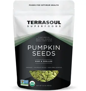 Terrasoul Superfoods Organic Pumpkin Seeds, 2 Lbs - Premium Quality, Shelled, Raw, Unsalted