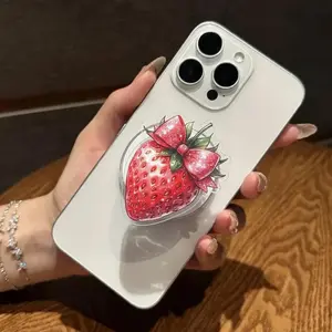 Cute Strawberry Bow MagSafe Phone Grip – Coquette Fruit Aesthetic Magnetic Pop Socket & Kickstand – Girly Gift