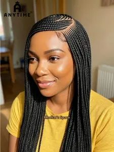 36-Inch Long Fiber Wig, High-Realism Texture, Natural Voluminous Density, Women's Long Hair Wig, Non-Tangling, Reusable, Lightweight, Breathable, Comfortable, HD Lace Front Design, Synthetic Braided Wig