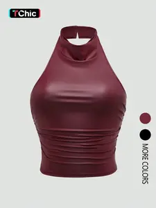 Women's sexy off-shoulder sleeveless top, halter neck sleeveless vest, backless design, suitable for all seasons, casual and formal occasions, evening wear, smooth texture, comfortable fabric.