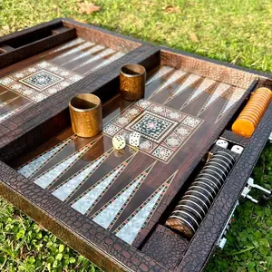 Personalized Leather Backgammon Set – Luxury Backgammon Board, Valentine’s Day Gift for Him, Handmade Vintage Backgammon Set