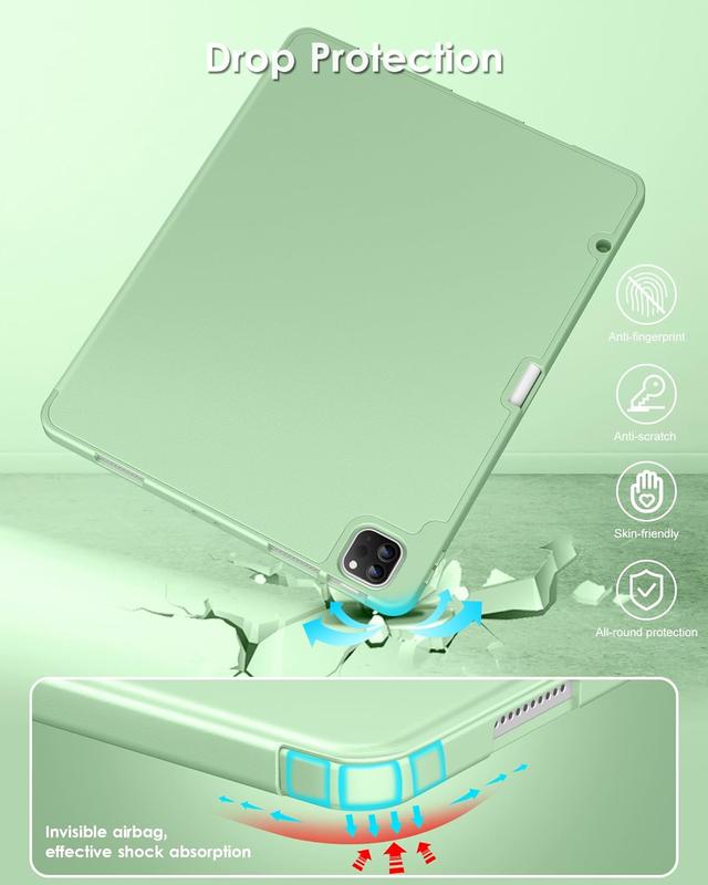 TechGuard iPad Air 11 Inch Case(Not iPad 10 and 11) for 7th/6th/5th/4th Gen, Auto Sleep/Wake Tri-Fold Stand, Soft TPU Protection, Magnetic Closure, Shockproof Tablet Casing with Pen Holder