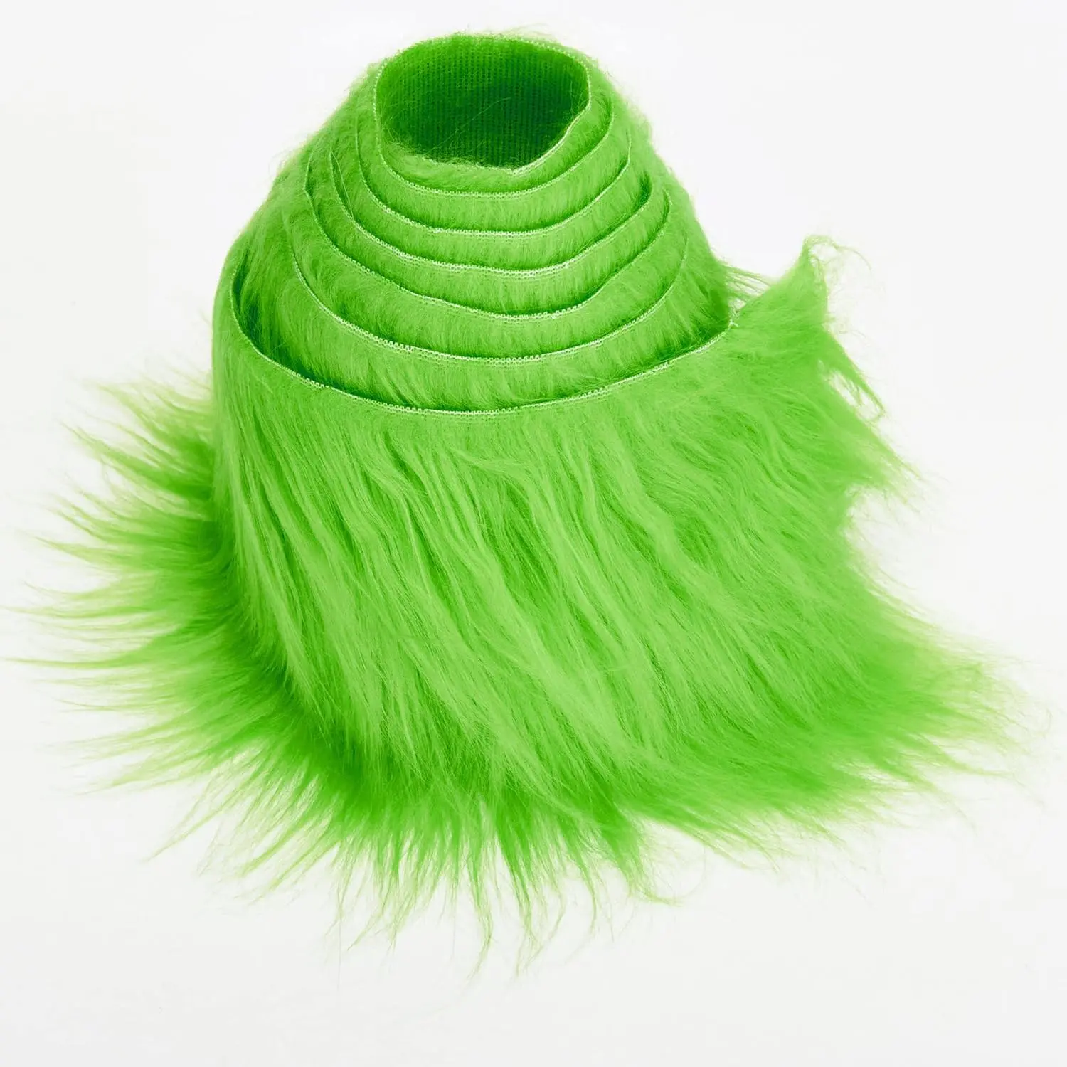 Shaggy Plush Faux  Fabric Precut Strips Fluffy Fuzzy Craft  for  Beard Hair  Costume  Decoration (Green, 2x60 inch)