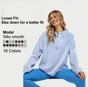 GLOWMODE Modal Silk Touch Loosing Fit Half-Zip Hoodie Fall