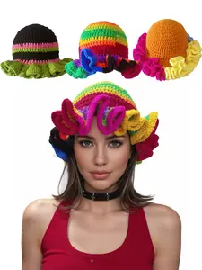 Handmade Crochet Fold Brim Knit Hat, Women's Fall & Winter Warm Beanie, Casual Fashion Accessory, Daily Use