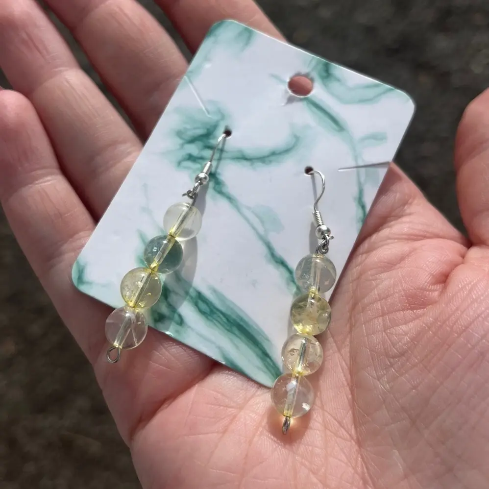 Handmade 8mm Citrine Crystal Healing Earrings