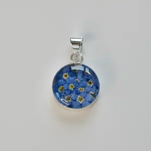 Blue Flower Circle Pendant