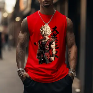 Anime 90s Graphic Sleeveless Tank Tops Men Vest Streetwear Outfits Men Vacation Outfits Sleeveless Shirt