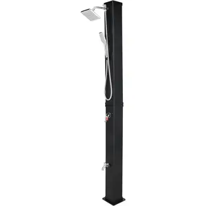 VINGLI 7.2FT 10.6/16/2.3 Gallon Solar Heated Outdoor Shower with 360° Swivel Shower Head, Handhold & Foot Tap for Poolside Backyard Beach Spa