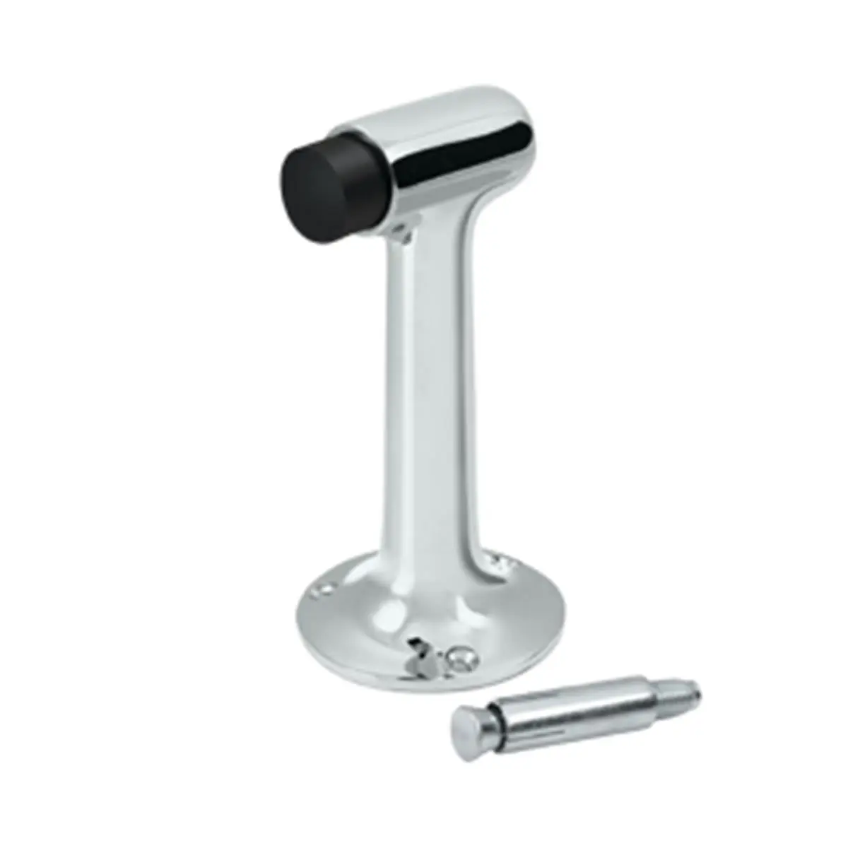 6 in. Heavy Duty Solid Brass Floor-Mount Door Stop with Mount Kit, Bright Chrome Kitchen & Bath Hardware, Corrosion-Proof, Weather-Proof, Long-Lasting Fastener, Suitable for Concrete/Wood Surfaces, 1-Year Finish Warranty