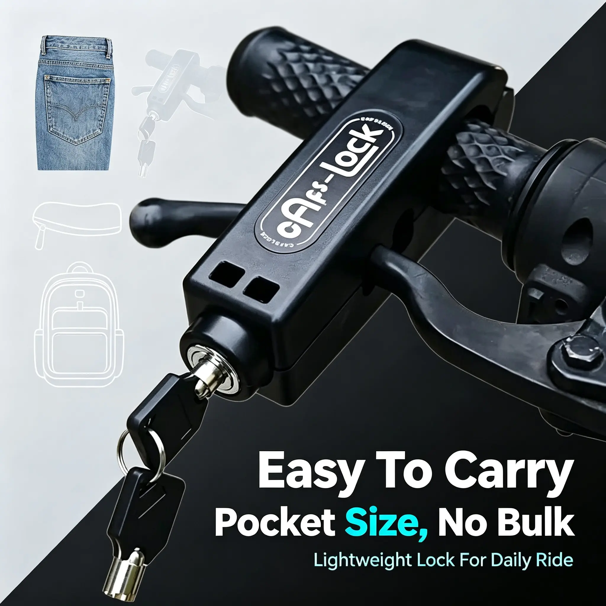 Universal Handlebar Lock for Bikes, E-Bikes, Motorcycles & Scooters - Lightweight, Pocket-Sized, Easy to Carry, No Bulk, Ideal for Daily Rides
