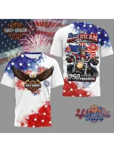 Harley-Motorbike 250 Years Of Freedom The American Ride 3D T-Shirt S-5XL