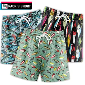 Pack3 Fishing Lure Gym Shorts - 5 inch inseam shorts with graphic design and pockets, Gift for him, Gift For Her, Gym Gift