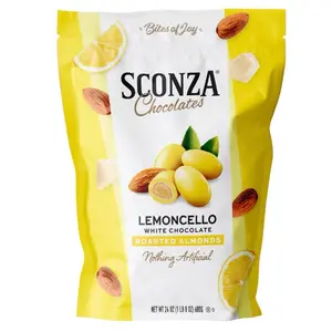 Sconza Chocolate Lemoncello Almonds Snack, 24 oz Bag, Lemoncello Flavor Chocolate-Coated Nut Treat