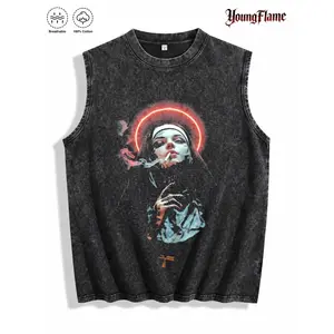 Edgy Smoking Nun Graphic Sleeveless t shirts | Dark Grunge streetwear | good graphic tees Funny Gift For Him t-shirt menswear top vintage loose fit summer casual shirt
