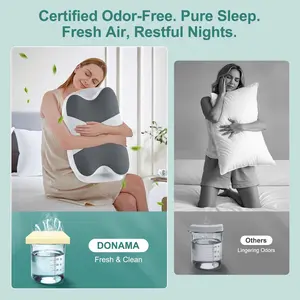 DONAMA Cervical Neck Pillow- Ergonomic Pillows for Pain Relief, Contour Memory Foam Pillow for Side/Back/Stomach Sleepers, CertiPUR-US Certified with Cooling Ice Silk Pillowcase