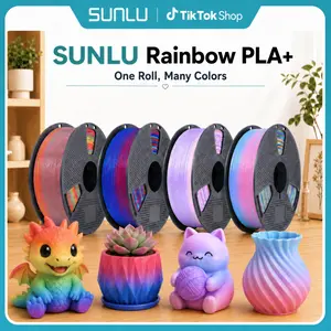 SUNLU Rainbow PLA 3D Printing Filament, 1.75mm Multicolor Gradient Bundle, Neatly Wound Beginner-Friendly Material for Non-AMS 3D Printers