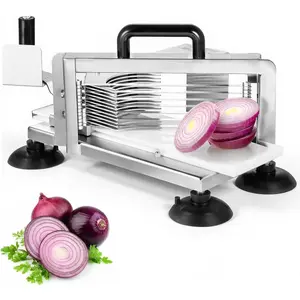 VEVOR Commercial Tomato Slicer, 3/16 inch Tomato Cutter Slicer, Stainless Steel Heavy Duty Tomato Slicer Machine, Manual Tomato Slicer with Non-slip Feet, for Cutting Tomatoes, Cucumbers, BananasVEVOR Super Brand Day