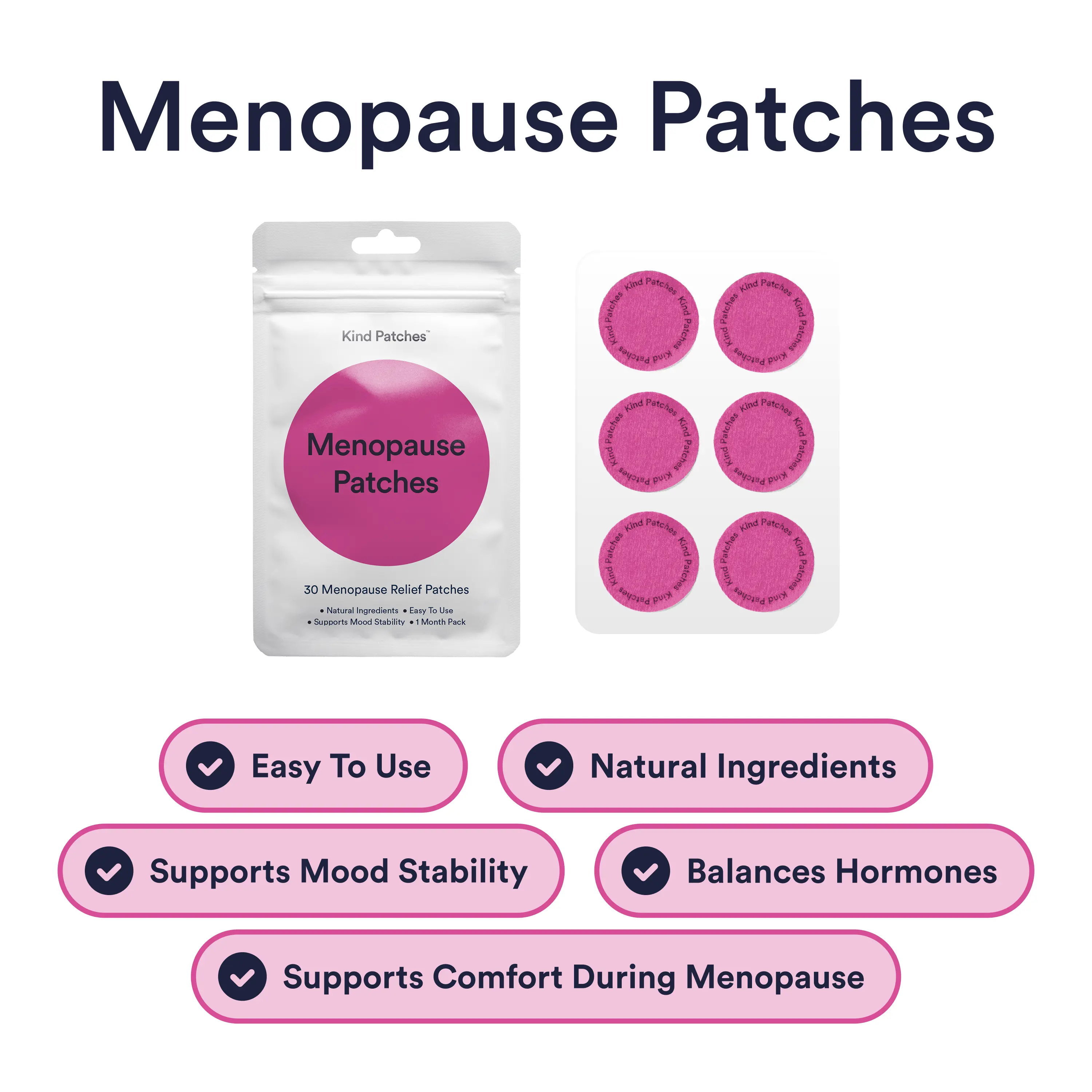 Kind Patches, Menopause Patches, 30 Menopause Relief Patches: Natural Ingredients, Easy To Use, Supports Mood Stability, 1 Month Pack Kind Patches, Menopause Patches, 30 Menopause Relief Patches: Natural Ingredients, Easy To Use, Supports Mood Stability, 1 Month Pack