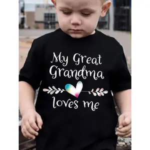 My Great Grandma Loves Me Print 100%cotton Boy T-shirt