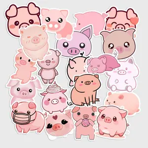 Sticker Pack 20 pcs Kawaii Pink Pig Stickers, Cute Farm Vinyl Decals