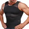 Men's Contrast Mesh Round Neck Shapewear Tank Top, Compression Shapewear Tops, Tummy Control Compression Shirt, Compression Vest for Men, Muscle Slimmer, Breathable Tank Top, Waist Trainer Vest, Compression Shaper Top