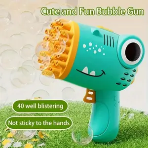 40 Hole Dinosaur Bubble Gun Toy, DIY Dinosaur Shape, Unique Dino Shape, Kids Handheld Bubble Machine, Handheld Bubble Maker, Outdoor Beach Sand Fun Accessory, Parent-Child Interactivetoy, Festive Gift Option