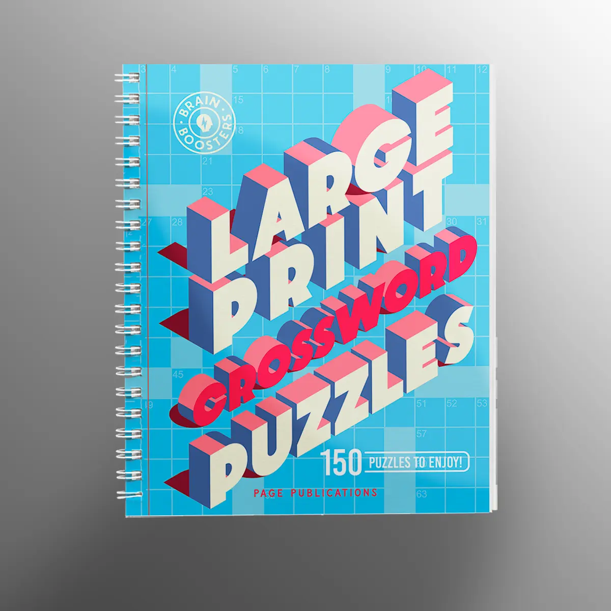 Large-Print Spiral-Bound Crossword Book - Lay Flat, Retro Cover, Easy Reading, 150 Large Print Puzzles for Beginners, Seniors & All Skill Levels Crossword Fans, Crossword Books
