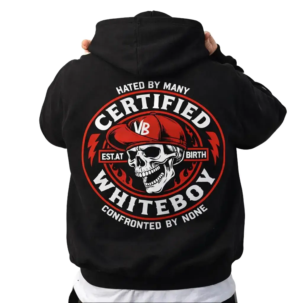 Certified Whiteboy Hated By Many Confronted By None Printed Men's T-shirt, Hoodie, Crewneck Sweatshirt, Gift for Men, Menswear, Streetwear, Est At Birth Graphic Sweatshirt, Bold Streetwear Pullover Hoodie, Unisex Sweater Tee