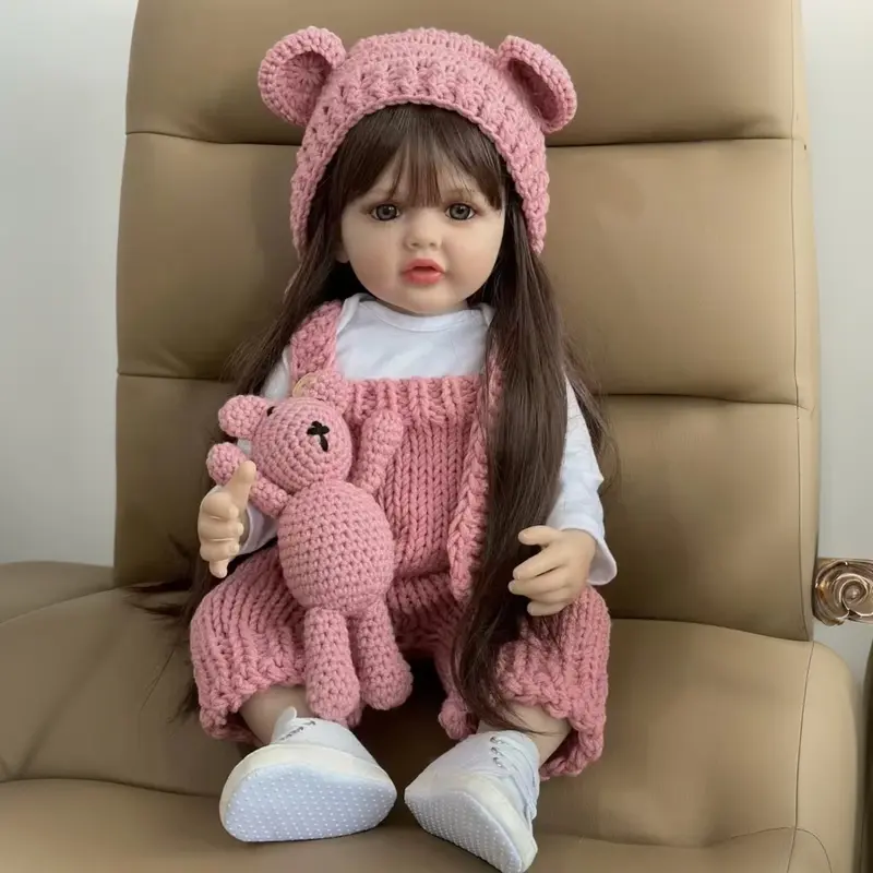 GUESSBELLY 55cm 22inch Lifelike Reborn Baby Soft Vinyl Body Girl Newborn Doll Princess Toddler Bebe Toy Birthday Gift