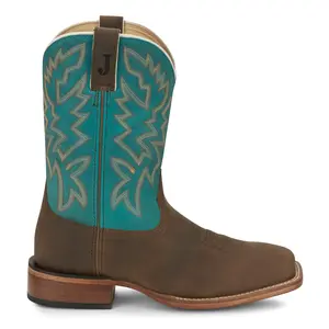 Justin Boots Mens Jackpot Square Toe Pull On  Casual Boots Mid Calf - Blue, Brown