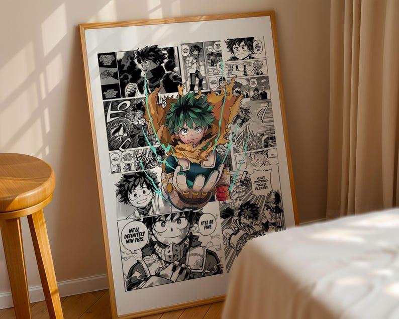 My Hero Academia Deku Izuku Midoriya Manga Panels Poster, Printed Satin Anime Wall Art (Unframed, Print Only)